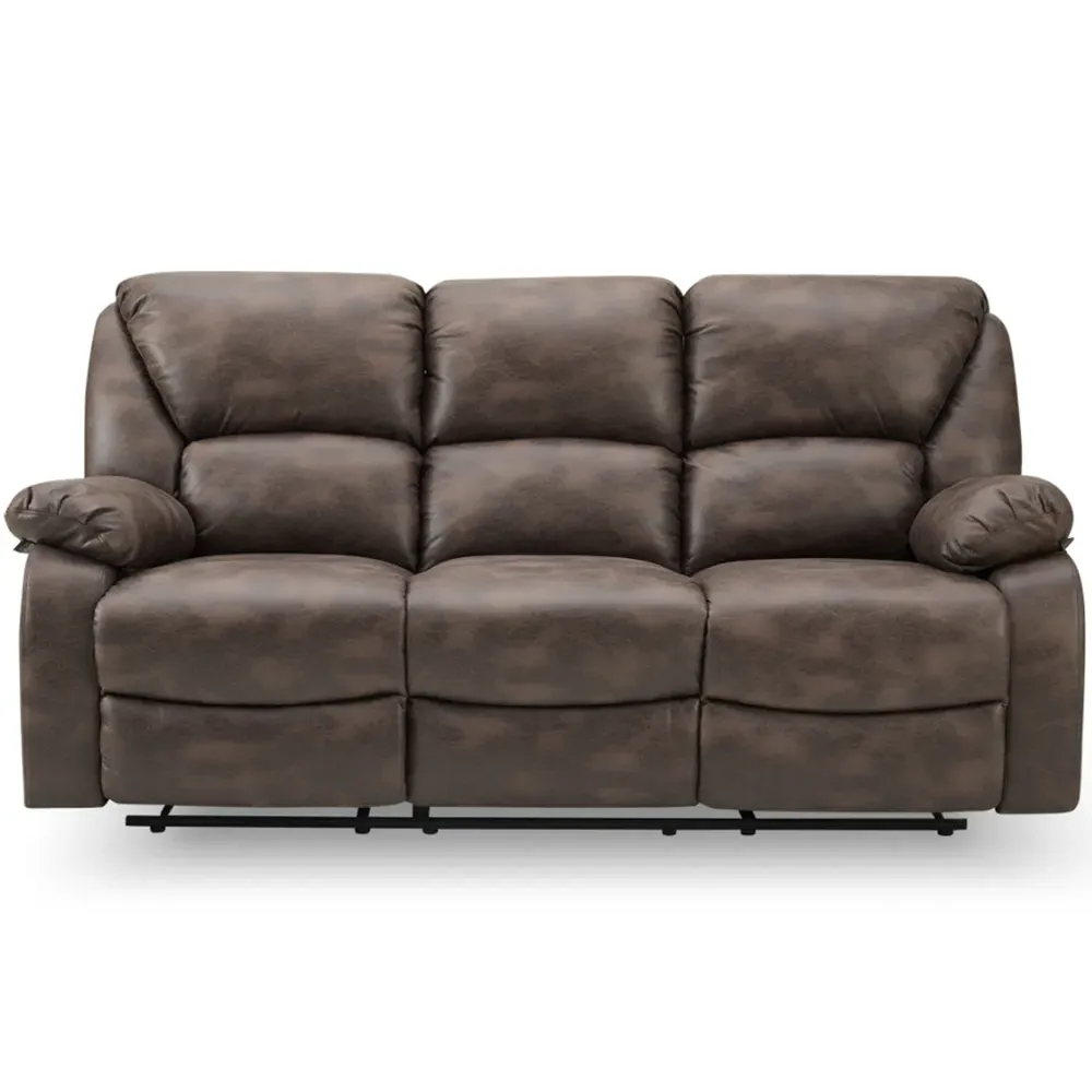 Enoch 3-Seater Recliner Sofa - Brown, Faux Leather