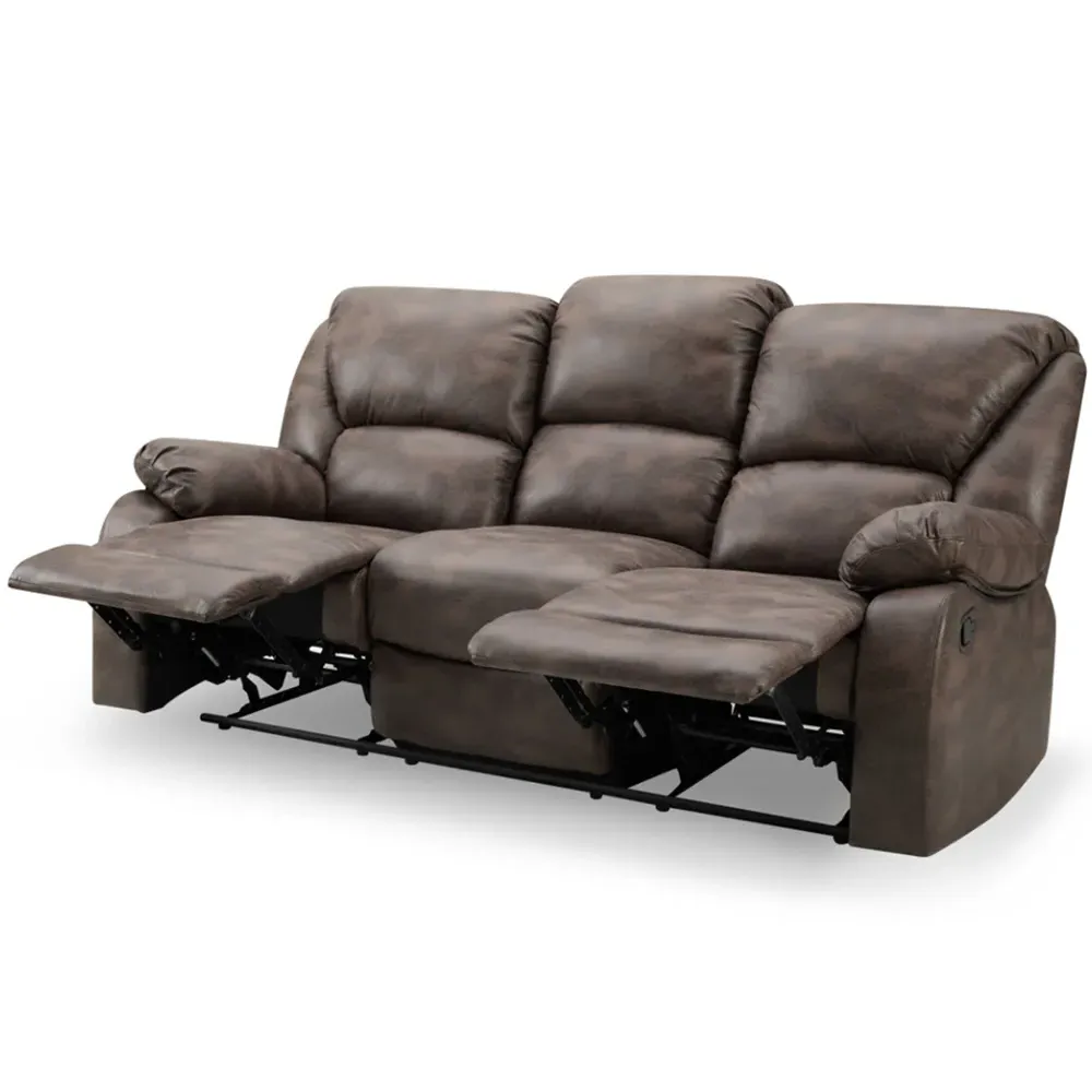 Enoch 3-Seater Recliner Sofa - Brown, Faux Leather