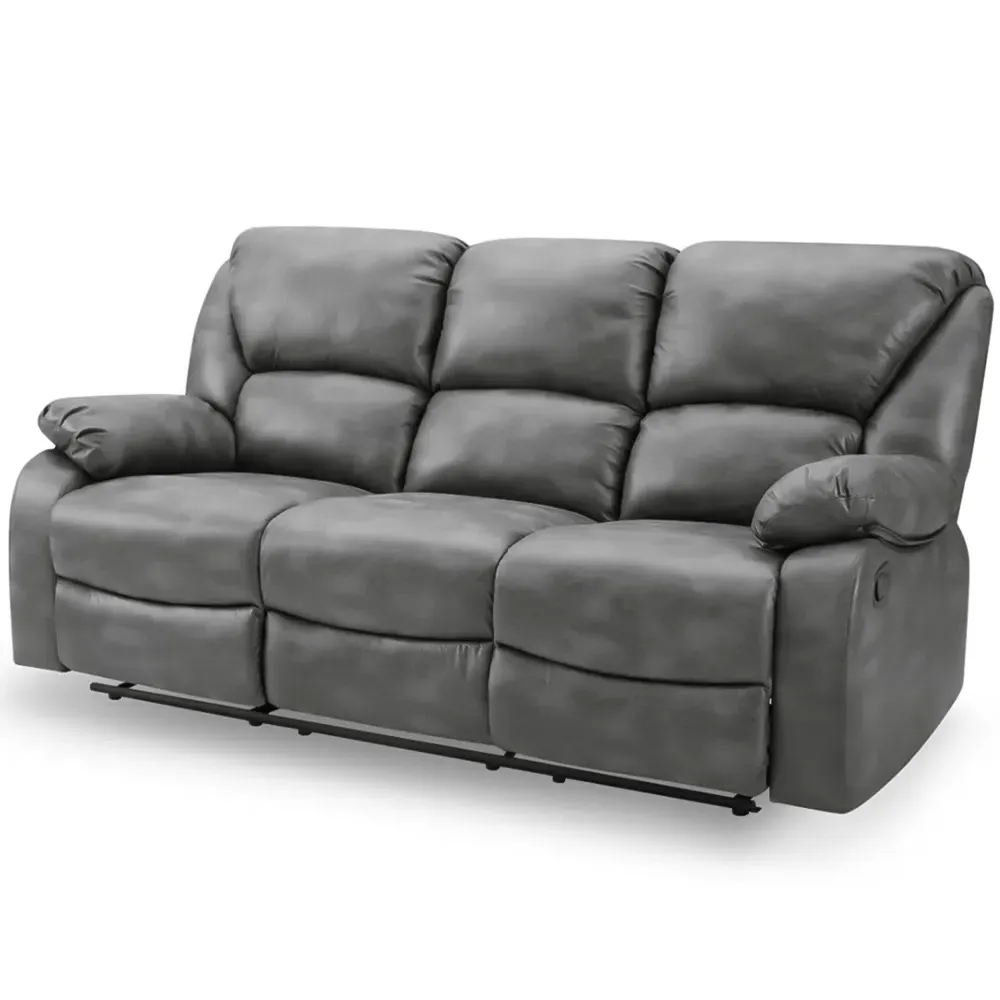 Enoch 3 Seater Recliner Sofa - Grey, Faux Leather