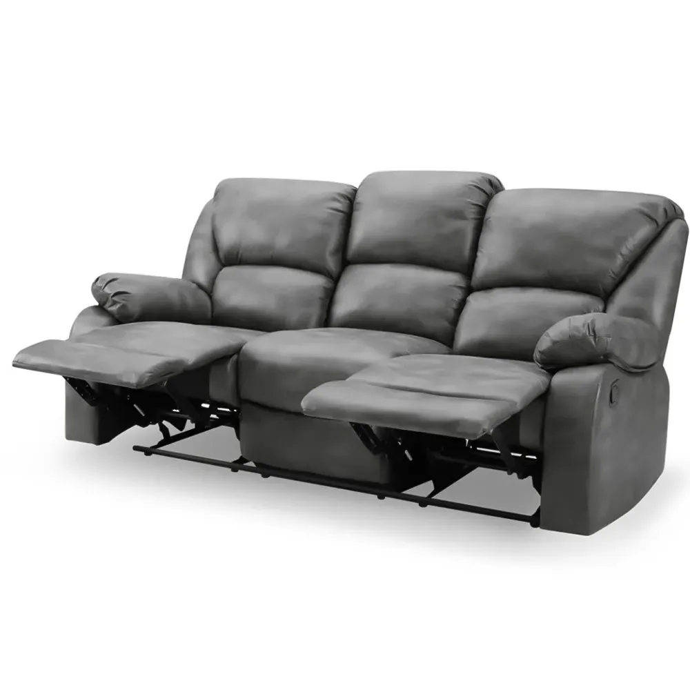 Enoch 3 Seater Recliner Sofa - Grey, Faux Leather