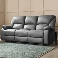 Enoch 3 Seater Recliner Sofa - Grey, Faux Leather