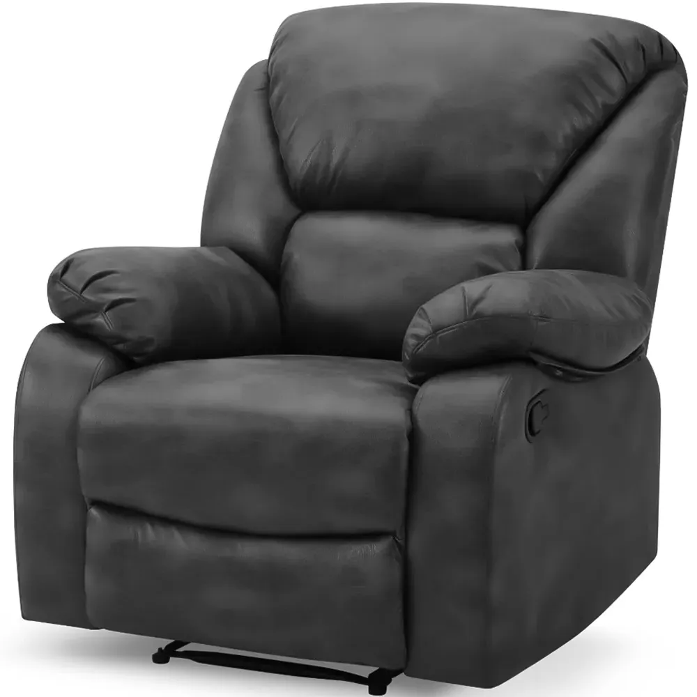 Enoch Single Seater Manual Recliner - Black, Faux Leather