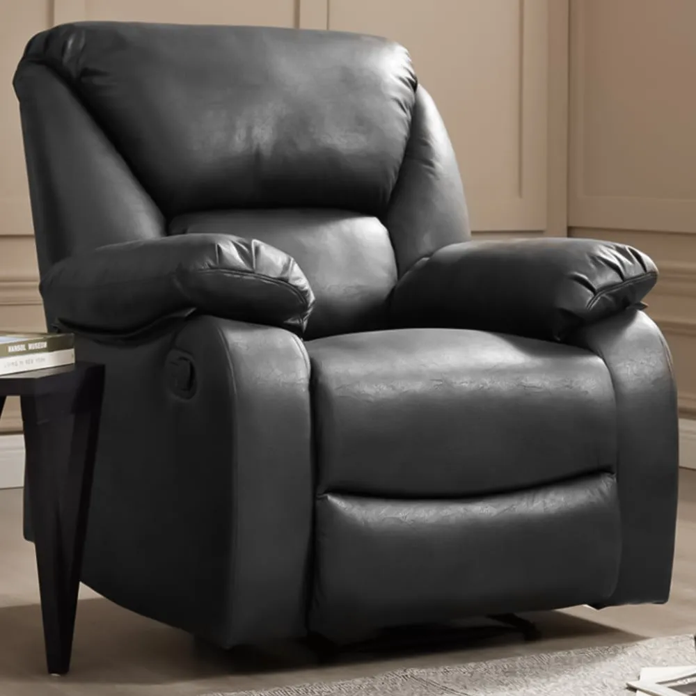 Enoch Single Seater Manual Recliner - Black, Faux Leather image