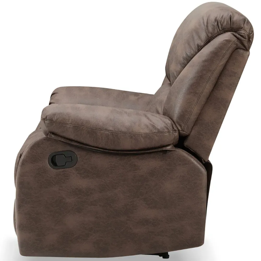 Enoch Single Seater Recliner Sofa - Brown, Faux Leather