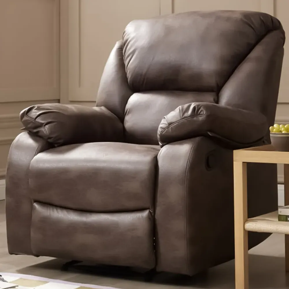 Enoch Single Seater Recliner Sofa - Brown, Faux Leather image