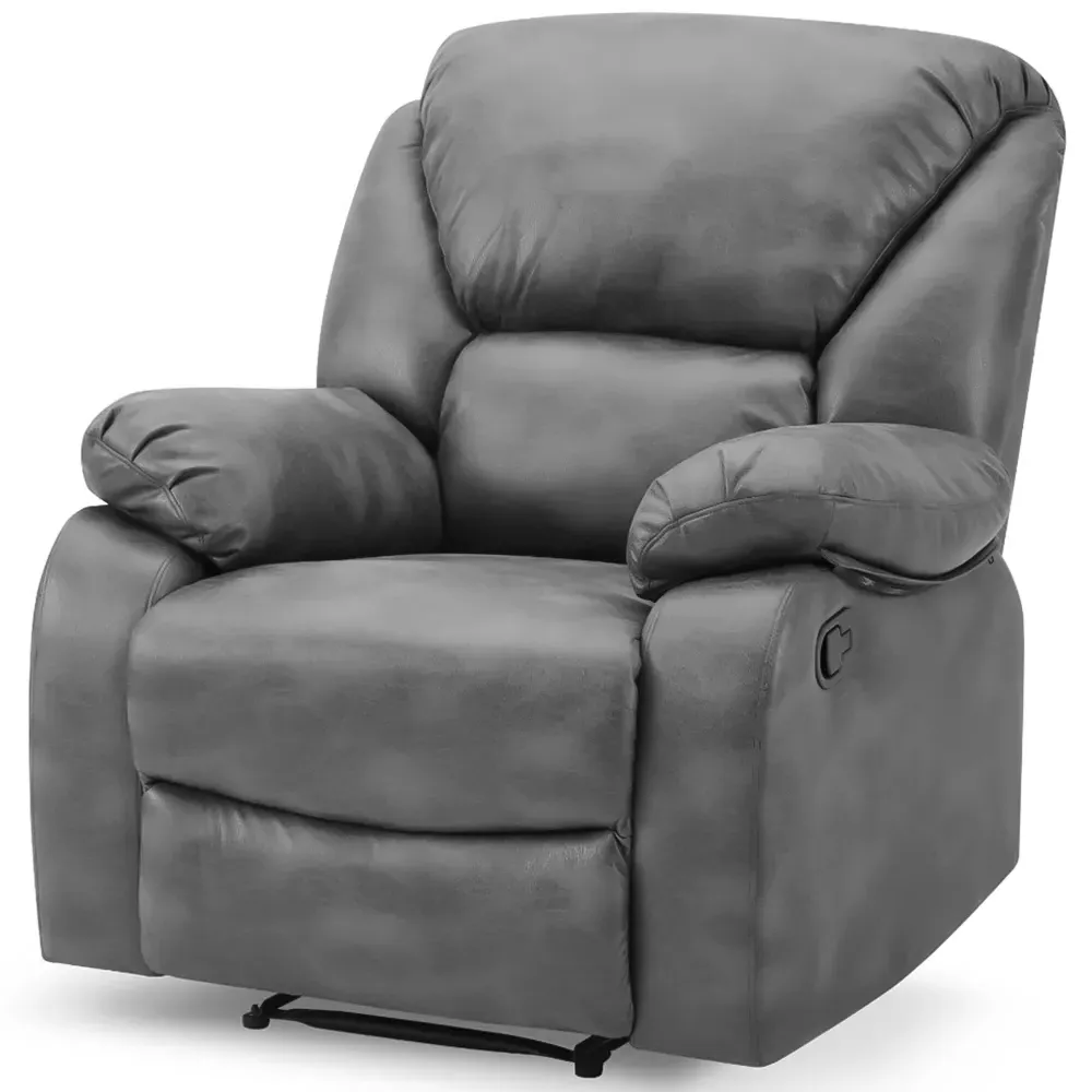 Enoch Single Seater Recliner Sofa - Grey, Faux Leather