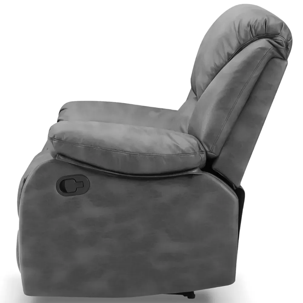 Enoch Single Seater Recliner Sofa - Grey, Faux Leather