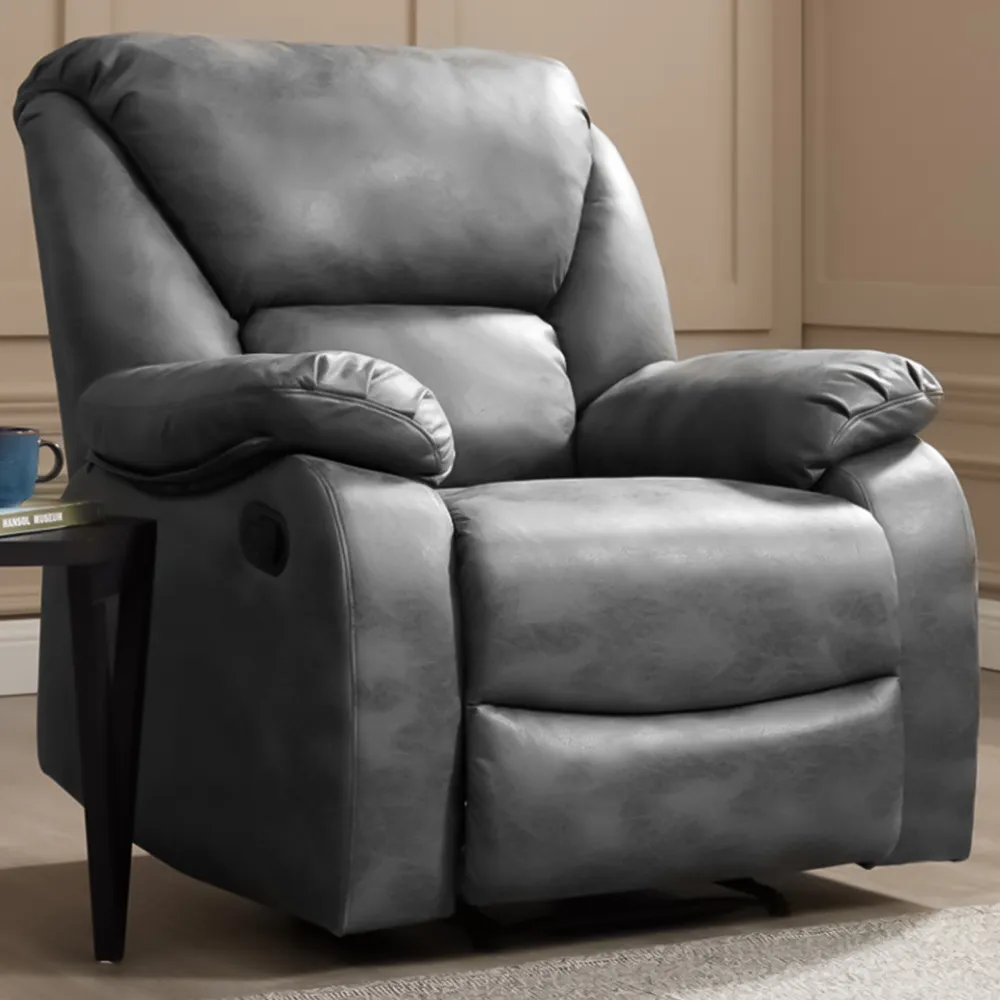 Enoch Single Seater Recliner Sofa - Grey, Faux Leather
