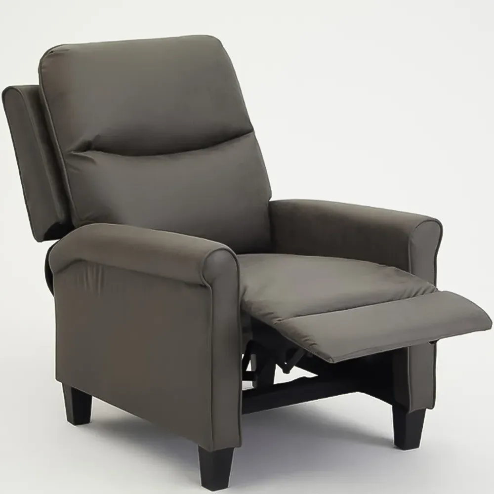 Evan Manual Recliner Chair with Scroll Arms - Grey