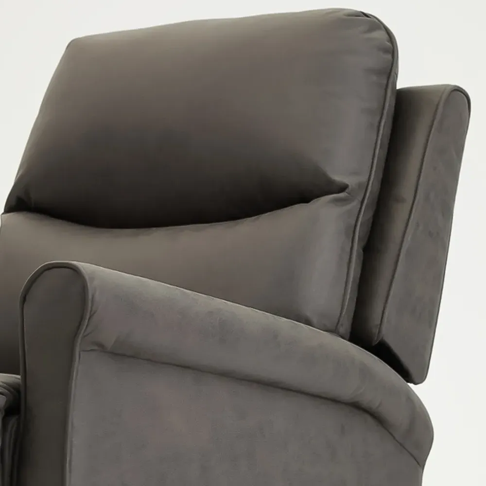 Evan Manual Recliner Chair with Scroll Arms - Grey