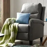 Evan Manual Recliner Chair with Scroll Arms - Grey