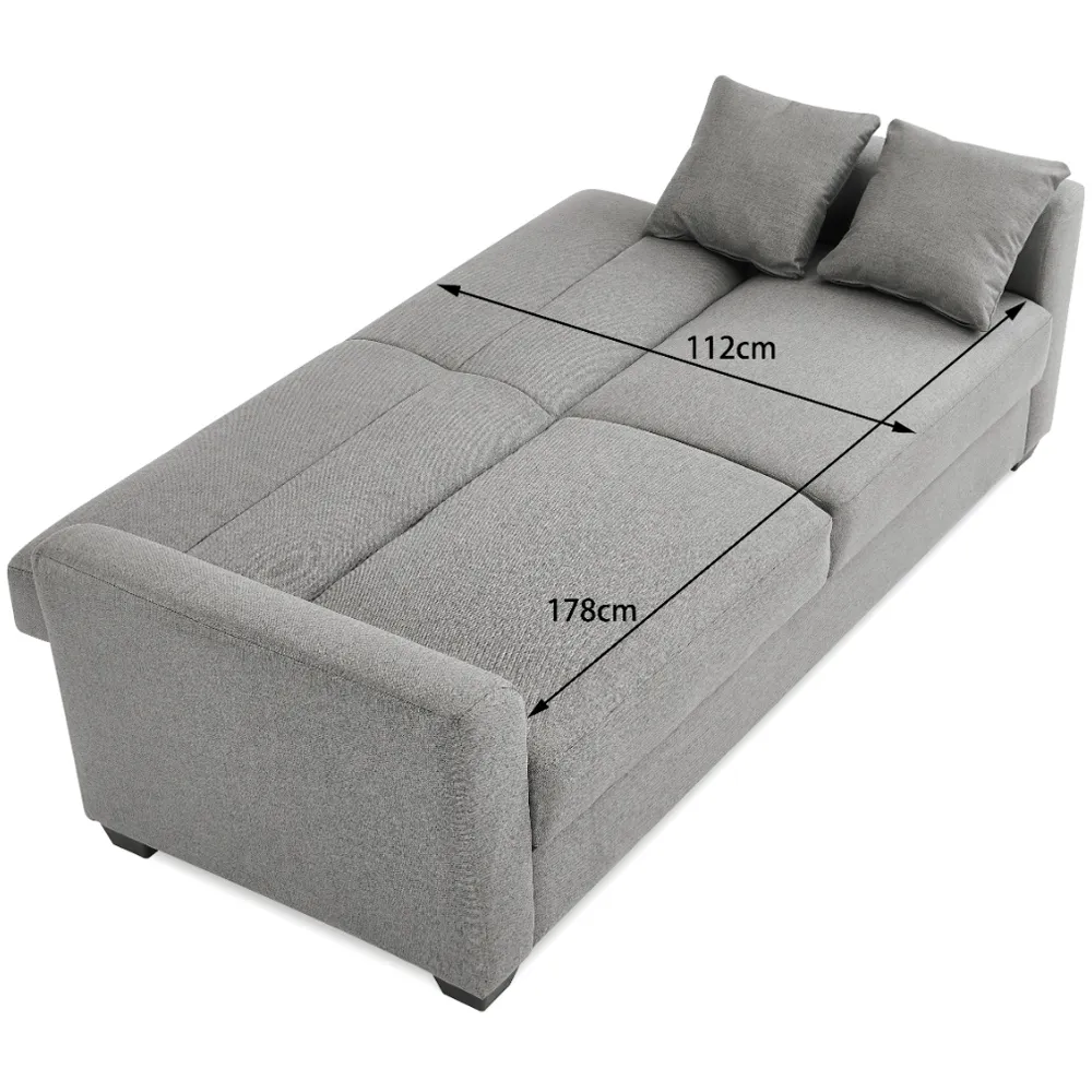 Fallon Small Double Sleeper Sofa Bed with Storage - Grey