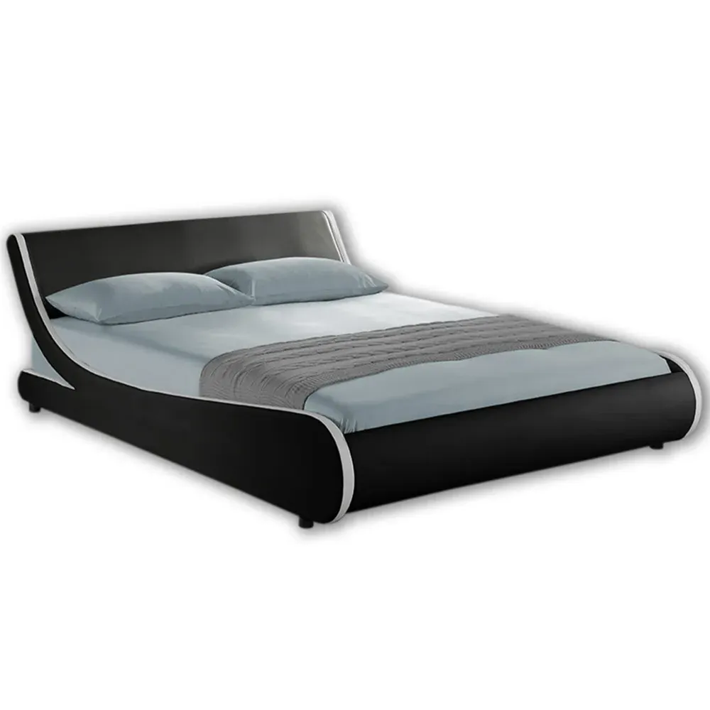Galactic Double Bed Frame - Black, Faux Leather