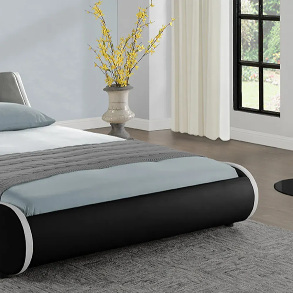 Galactic Double Bed Frame - Black, Faux Leather