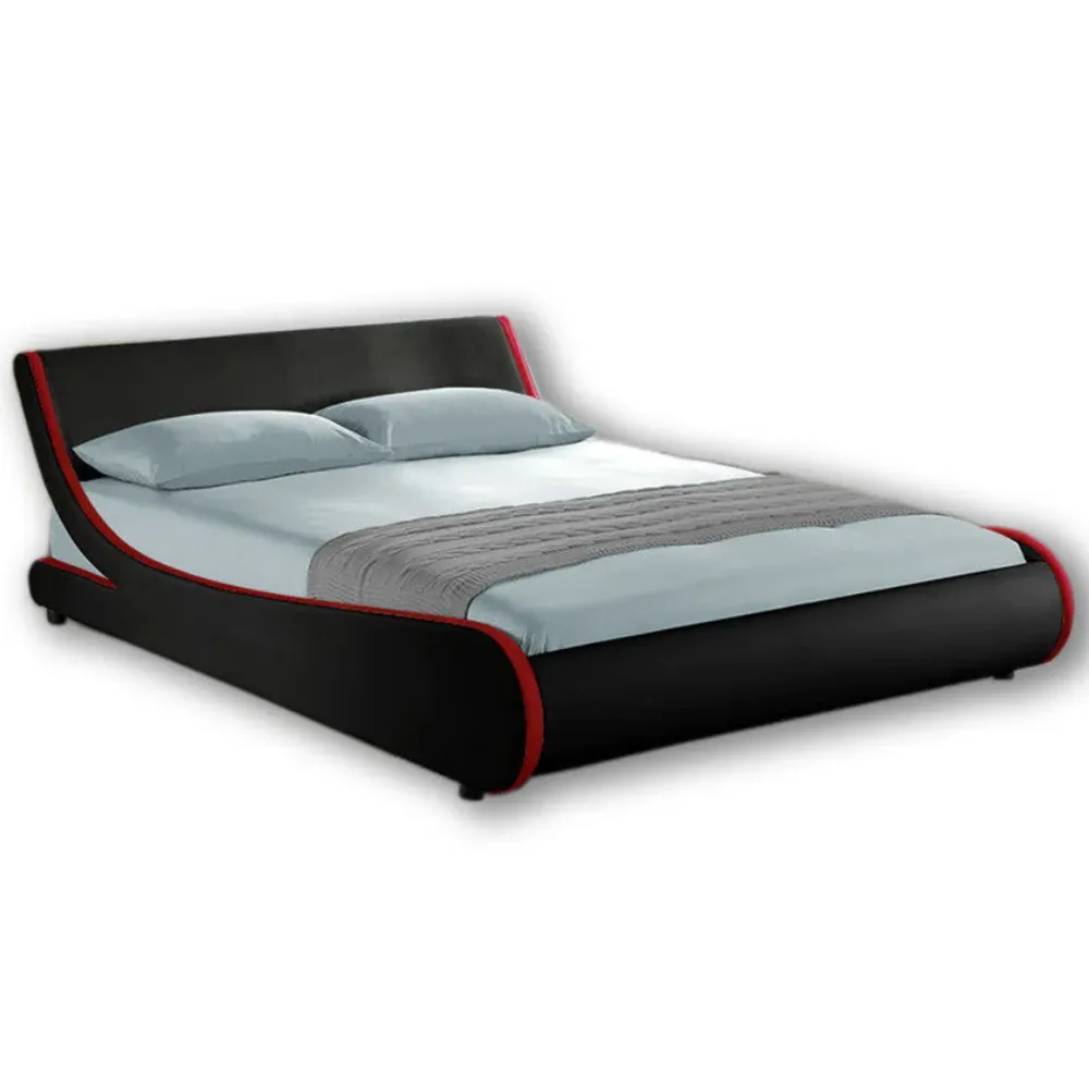 Galactic Double Bed Frame - Black, Faux Leather