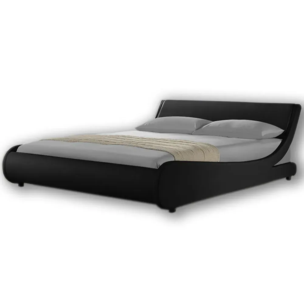 Galactic Double Bed Frame - Black, Faux Leather