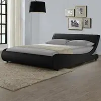 Galactic Double Bed Frame - Black, Faux Leather