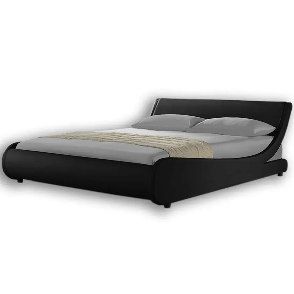 Galactic King Size Bed Frame - Black, Faux Leather