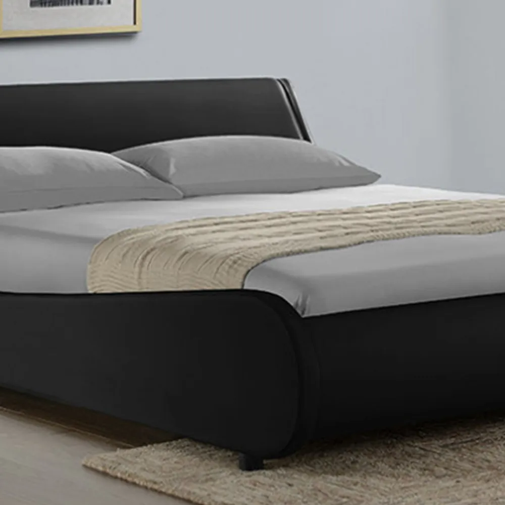Galactic King Size Bed Frame - Black, Faux Leather