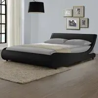 Galactic King Size Bed Frame - Black, Faux Leather