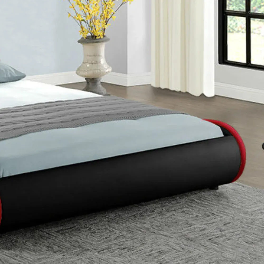 Galactic King Size Bed Frame - Black, Faux Leather