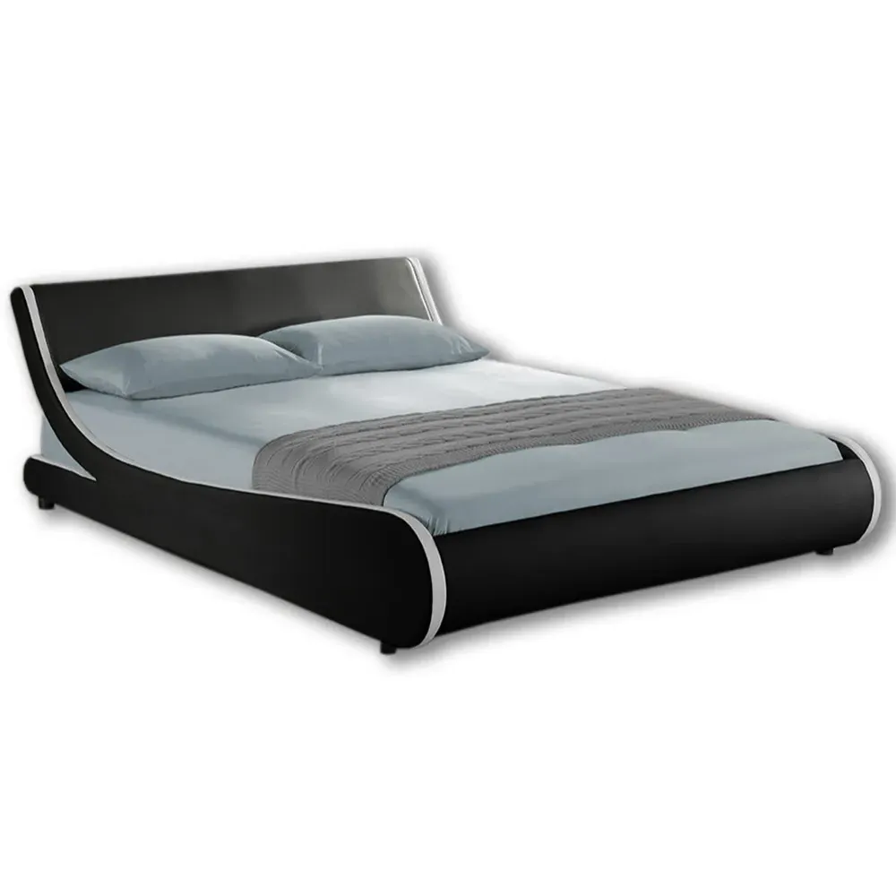 Galactic King Size Bed Frame - Black, Faux Leather