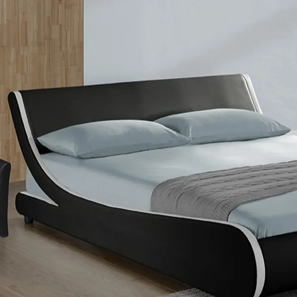 Galactic King Size Bed Frame - Black, Faux Leather