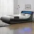 Galaxy Double Ottoman Bed Frame with LED - Black, Faux Leather