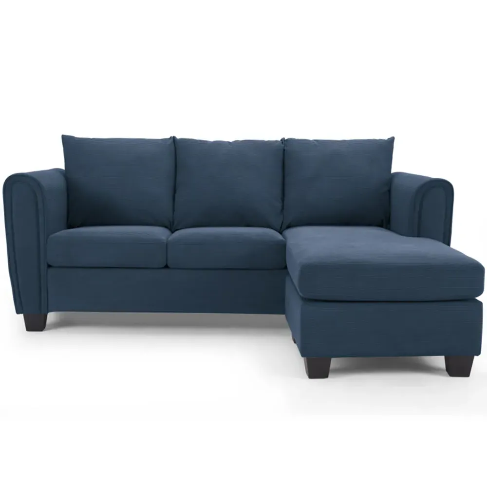 Halena 3-Seater L-Shaped Sofa with Chaise - Blue, Cord
