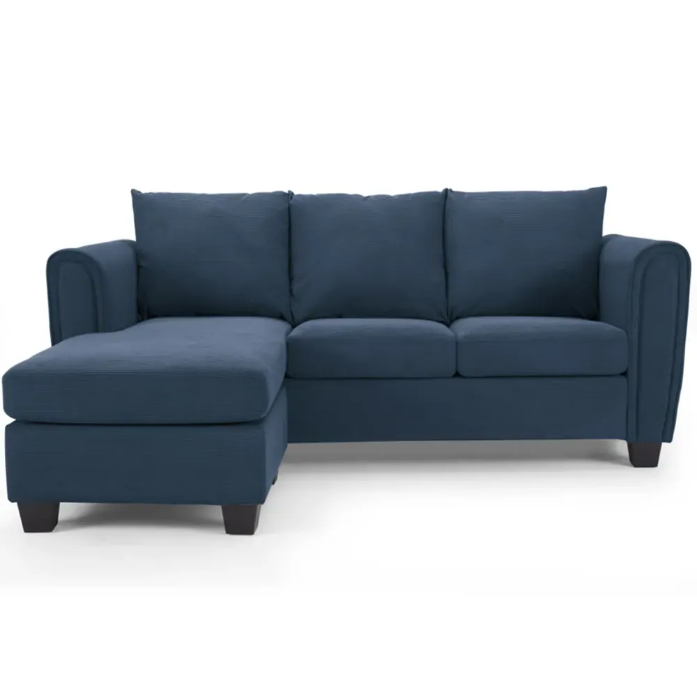 Halena 3-Seater L-Shaped Sofa with Chaise - Blue, Cord