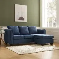 Halena 3-Seater L-Shaped Sofa with Chaise - Blue, Cord