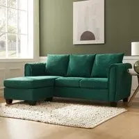 Halena 3-Seater L-Shaped Sofa with Chaise - Green, Cord