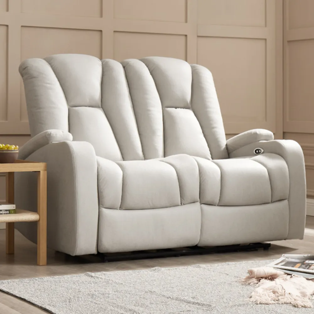 Hannah 2-Seater Electric Recliner Sofa - Light Grey