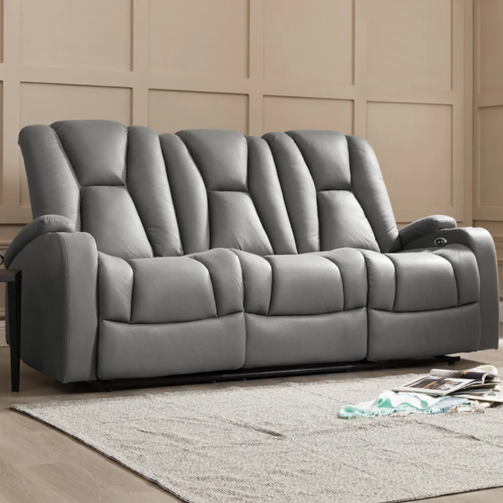 Hannah 3-Seater Electric Recliner Sofa - Dark Grey