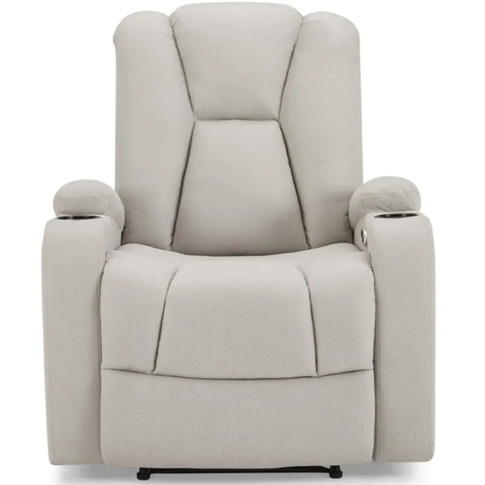 Hannah Single Seater Electric Recliner Sofa - Light Grey