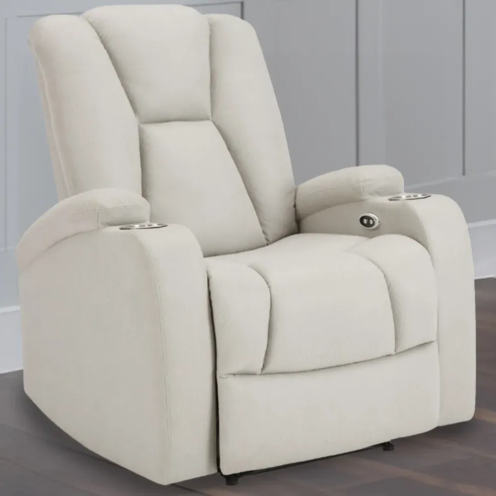 Hannah Single Seater Electric Recliner Sofa - Light Grey
