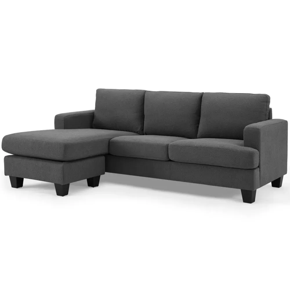 Hazel L-Shaped 3-Seater Sofa with Chaise - Grey, Boucle