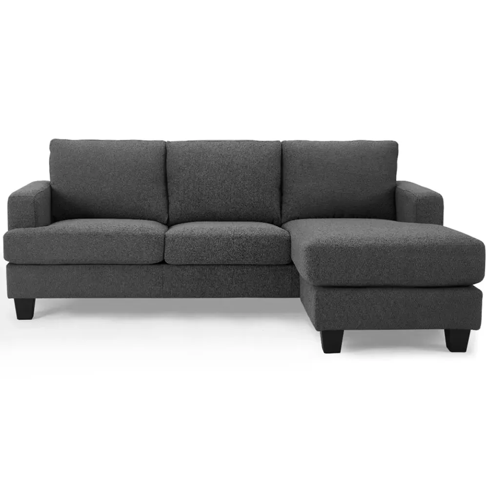 Hazel L-Shaped 3-Seater Sofa with Chaise - Grey, Boucle