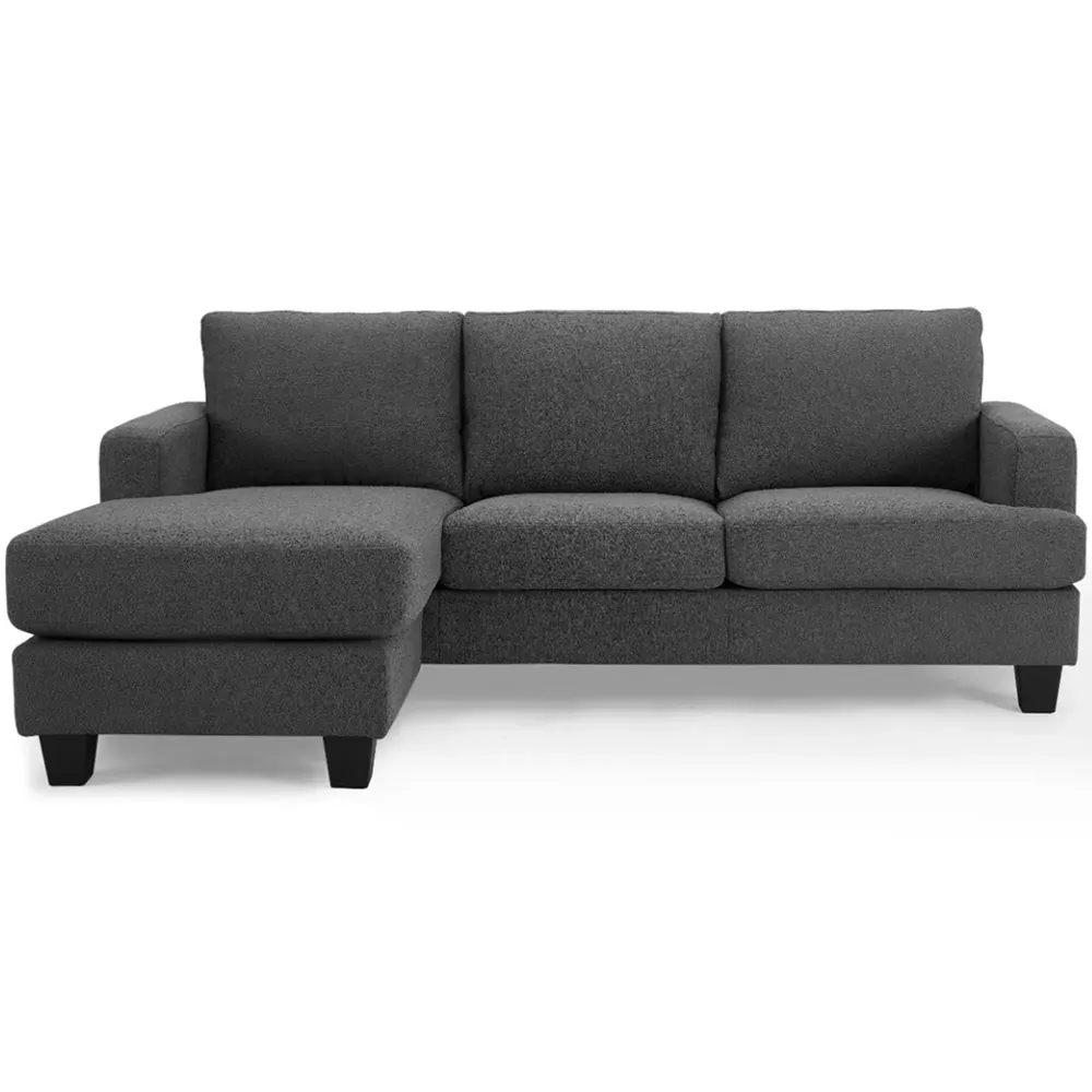 Hazel L-Shaped 3-Seater Sofa with Chaise - Grey, Boucle