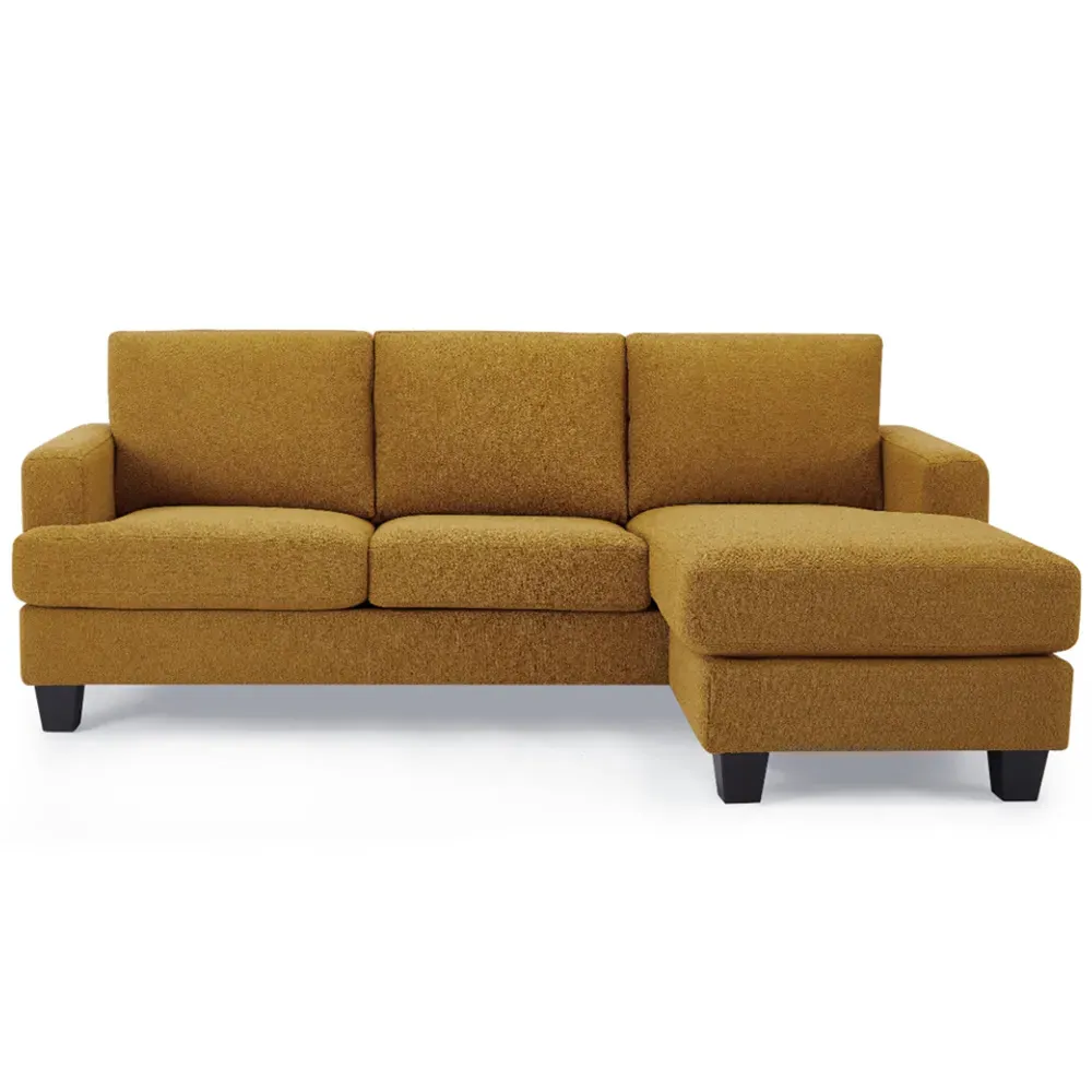 Hazel L-Shaped 3-Seater Sofa with Chaise - Mustard, Boucle
