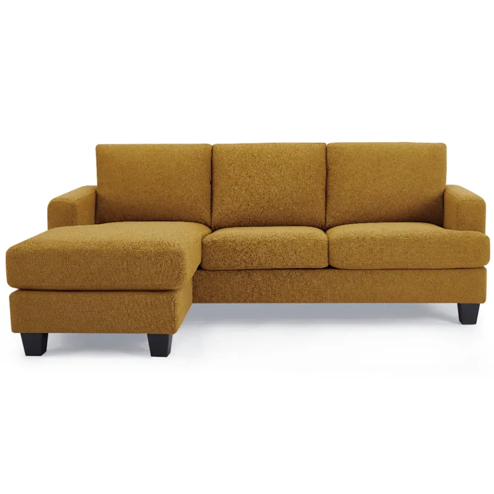 Hazel L-Shaped 3-Seater Sofa with Chaise - Mustard, Boucle