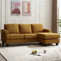 Hazel L-Shaped 3-Seater Sofa with Chaise - Mustard, Boucle