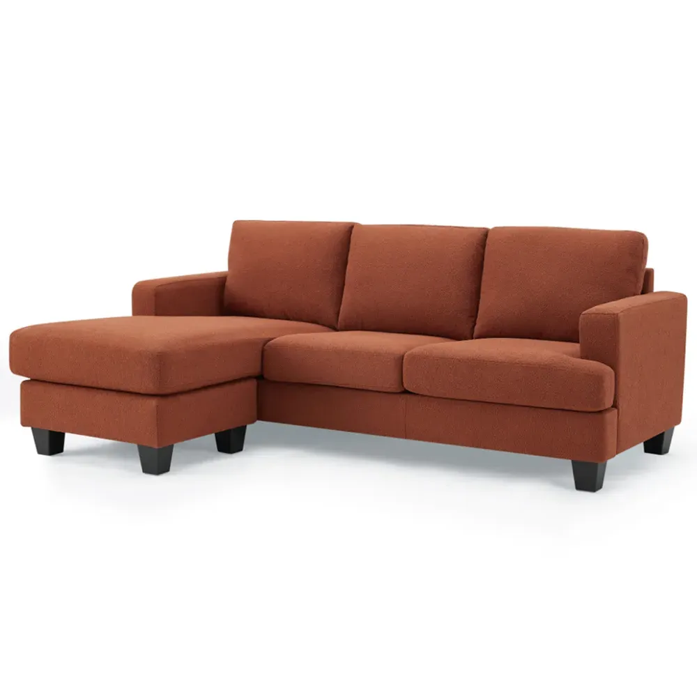 Hazel L-Shaped 3-Seater Sofa with Chaise - Orange, Boucle