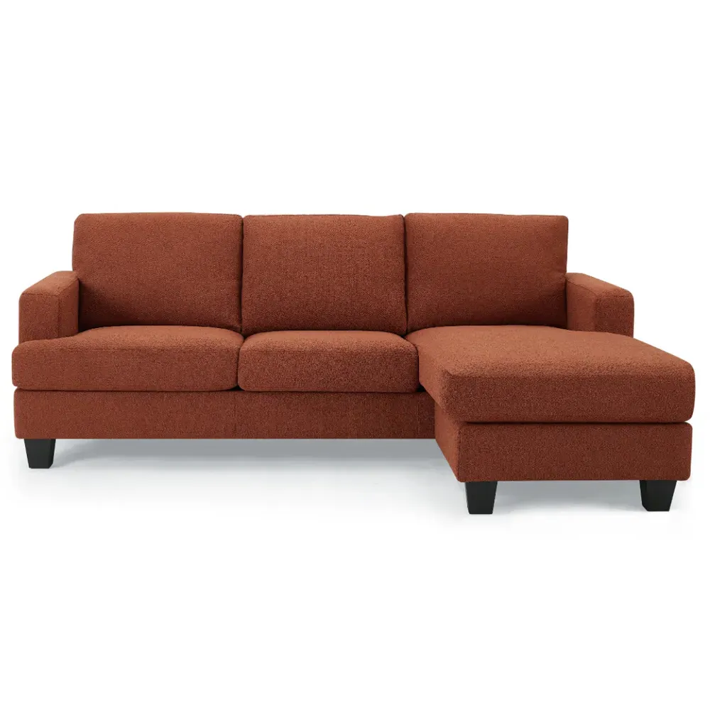 Hazel L-Shaped 3-Seater Sofa with Chaise - Orange, Boucle