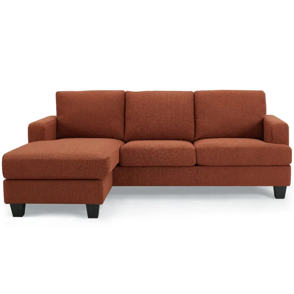 Hazel L-Shaped 3-Seater Sofa with Chaise - Orange, Boucle