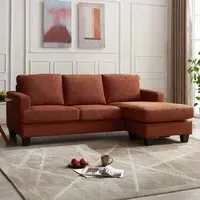 Hazel L-Shaped 3-Seater Sofa with Chaise - Orange, Boucle