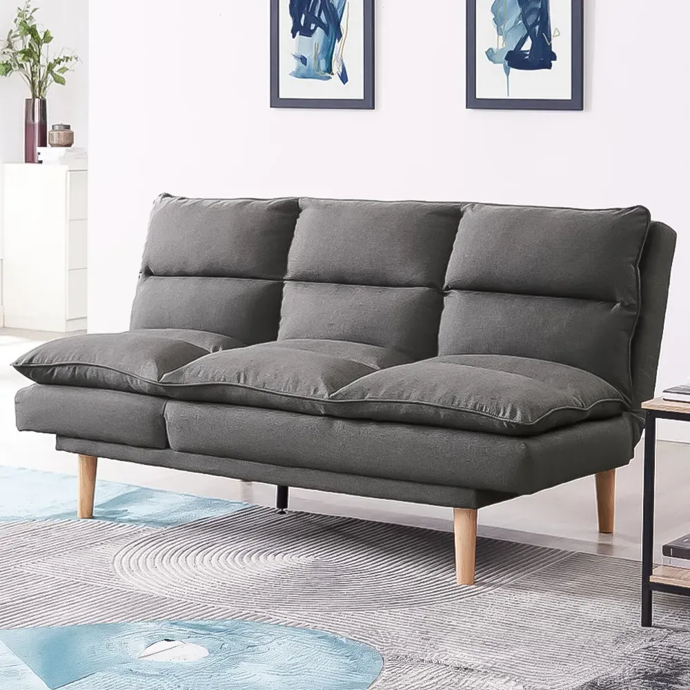 Idris 3-Seater Sofa Bed - Dark Grey, Fabric