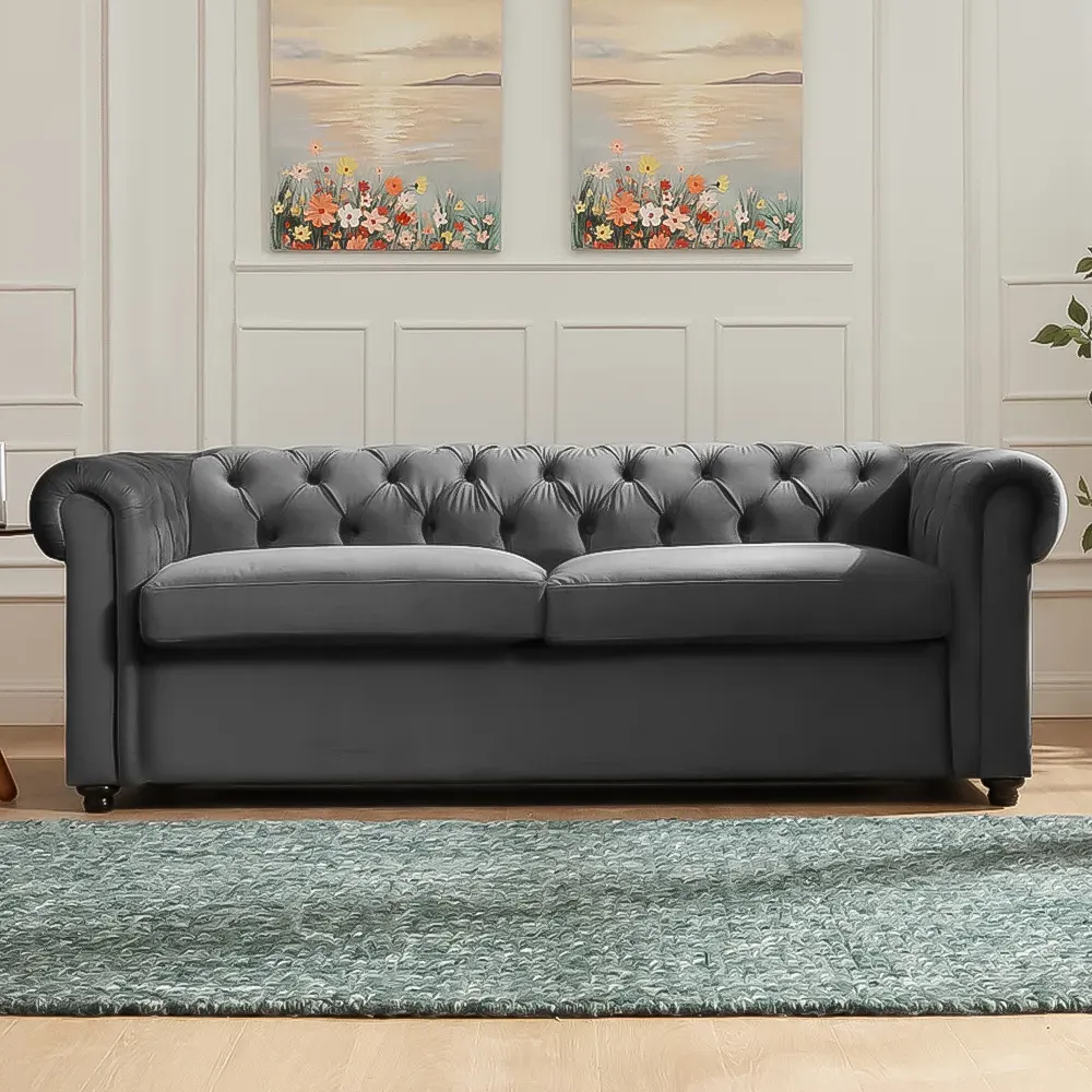 Jackson Small Double Sofa Bed with Pull Out - Grey, Velvet