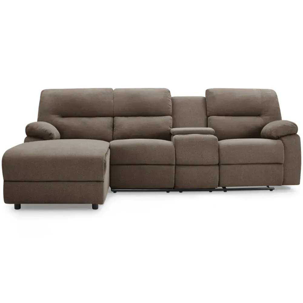 Jacob 3-Seater Left Hand Chaise Recliner Sofa - Brown