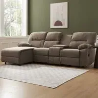 Jacob 3-Seater Left Hand Chaise Recliner Sofa - Brown
